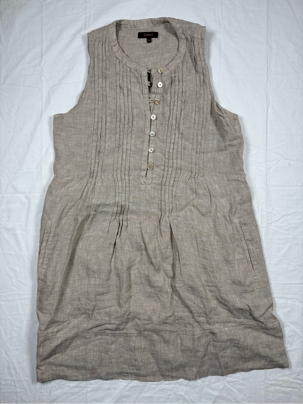 Quince Sleeveless Swing Dress Lightweight 100% Linen